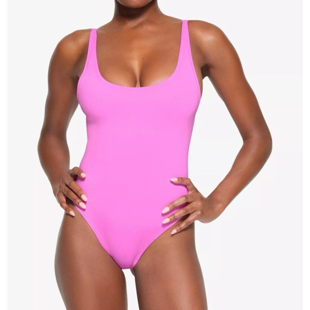 Skims Recycled Swim scoop neck one piece Neon Orchid